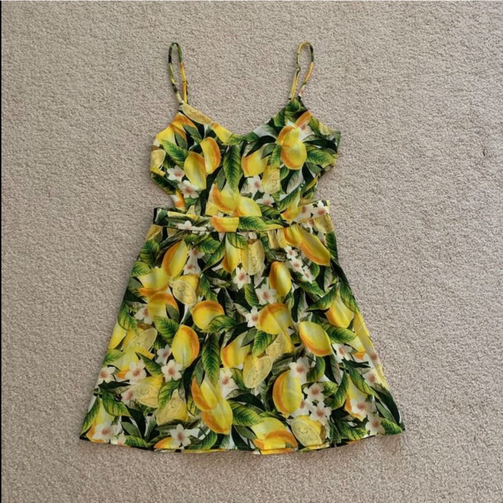 SMYM lemon print cut out dress